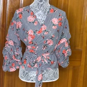 Floral wrap blouse